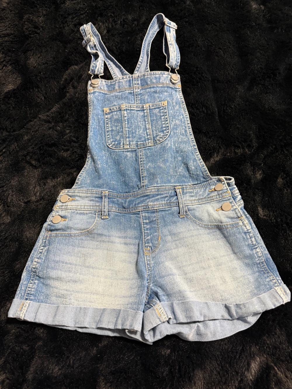 No Boundaries Light Wash Denim Short Overalls